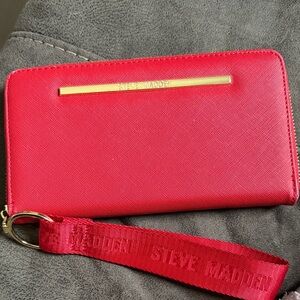 Steve Madden Vibrant Red Wallet with Gold Detail